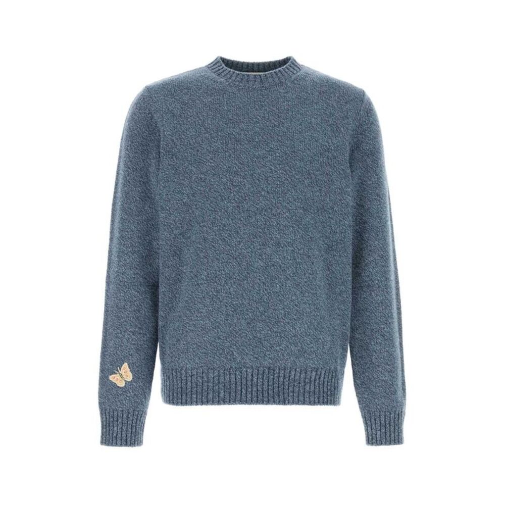 Valentino Garavani Men Melange Blue Wool Sweater
